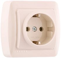 Розетка с заземлением накладная Lezard Demet 1-м. кремовый картинка